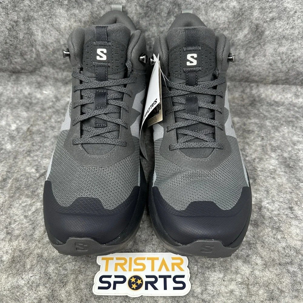 Salomon Elixir Activ Mid GTX Hiking Boots Mens Size 8.5 Black Gray Gore-Tex Shoe